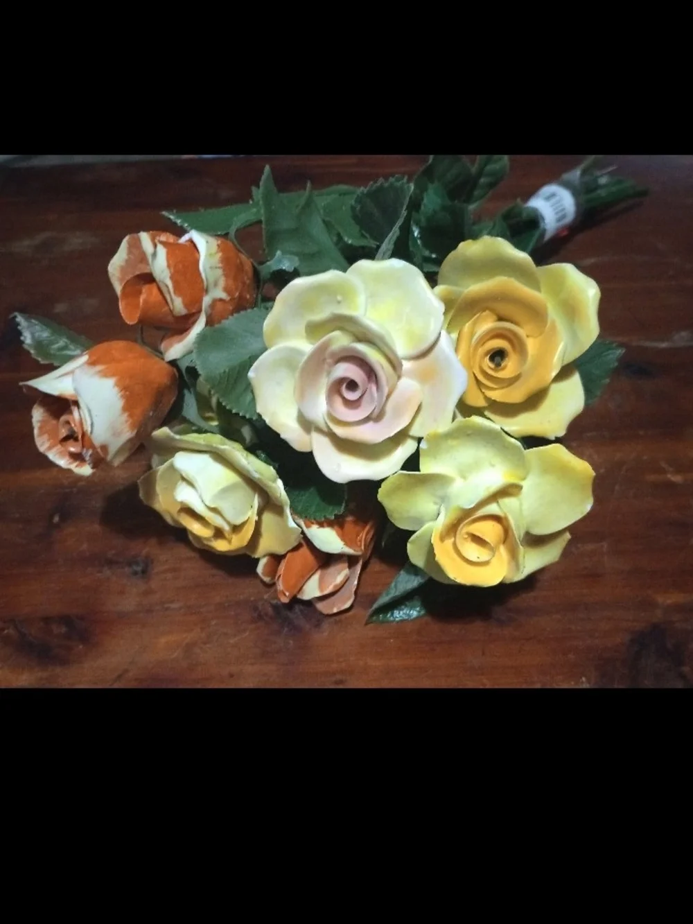 Handcrafted Metal Rose Bouquet in Yellow and Orange - Home Accents